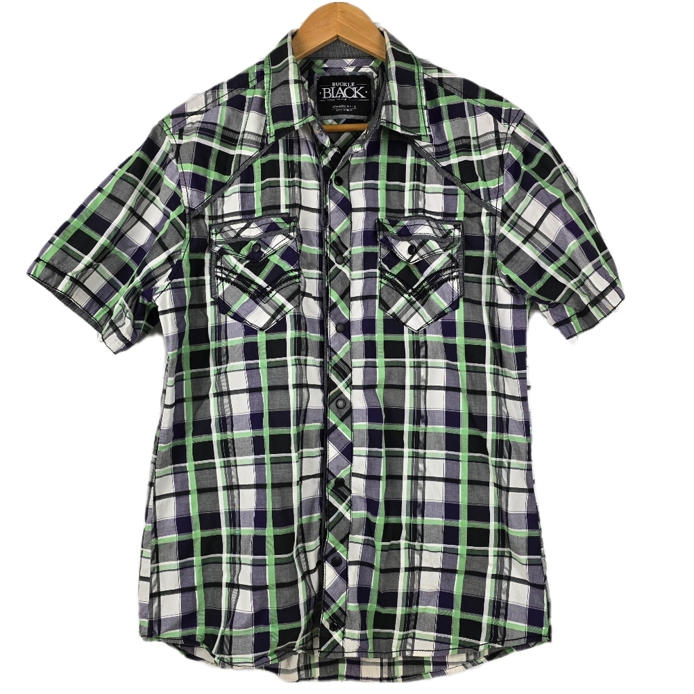 Buckle BLACK Snap Closure Plaid Shirt